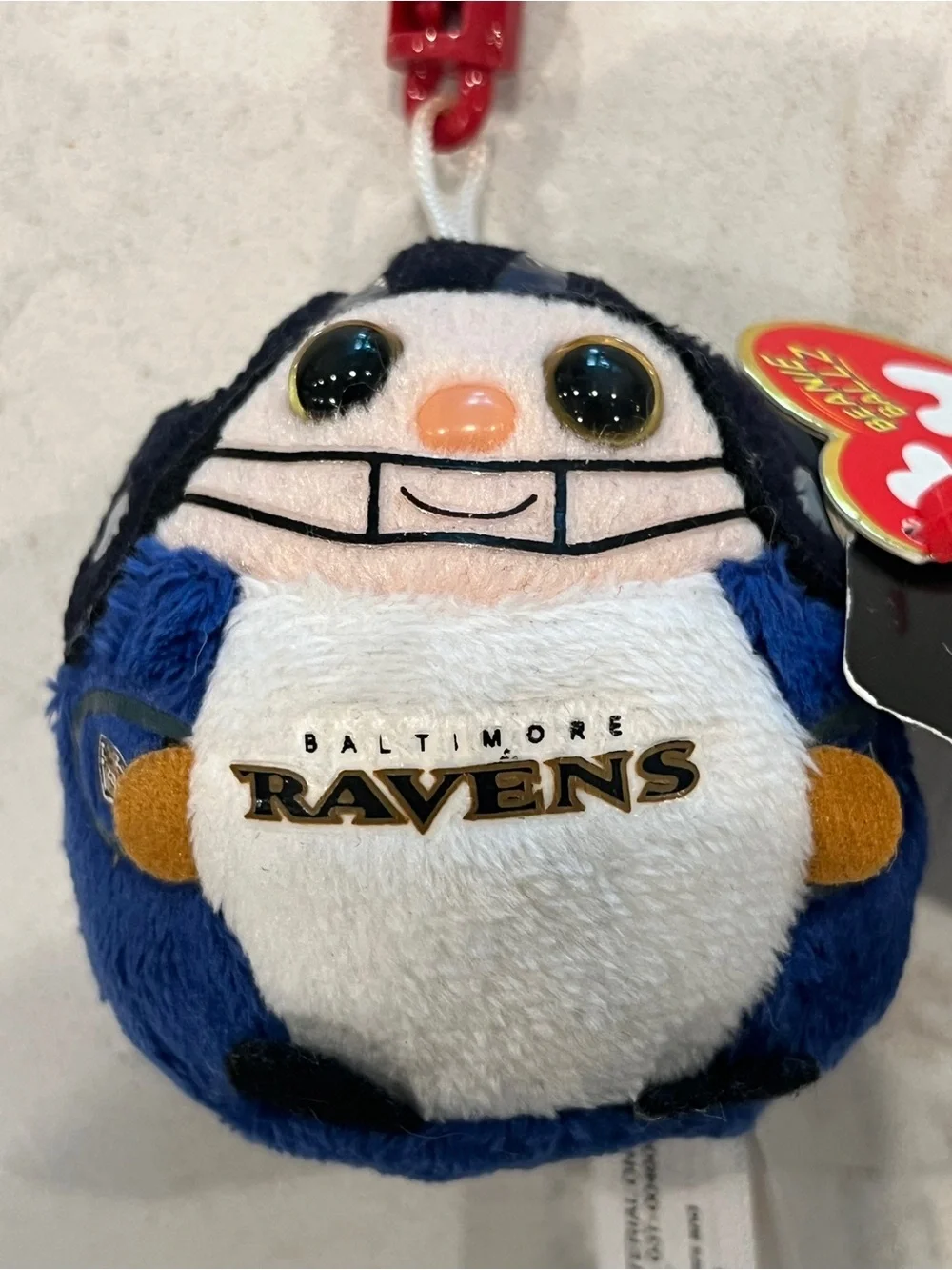 Ty Beanie Ballz Baltimore Ravens Plush Clip Keychain.